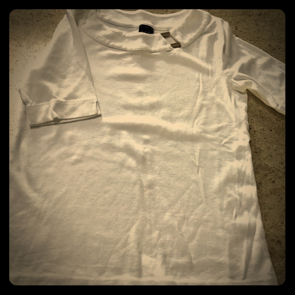 White tshirt with gold embellishment